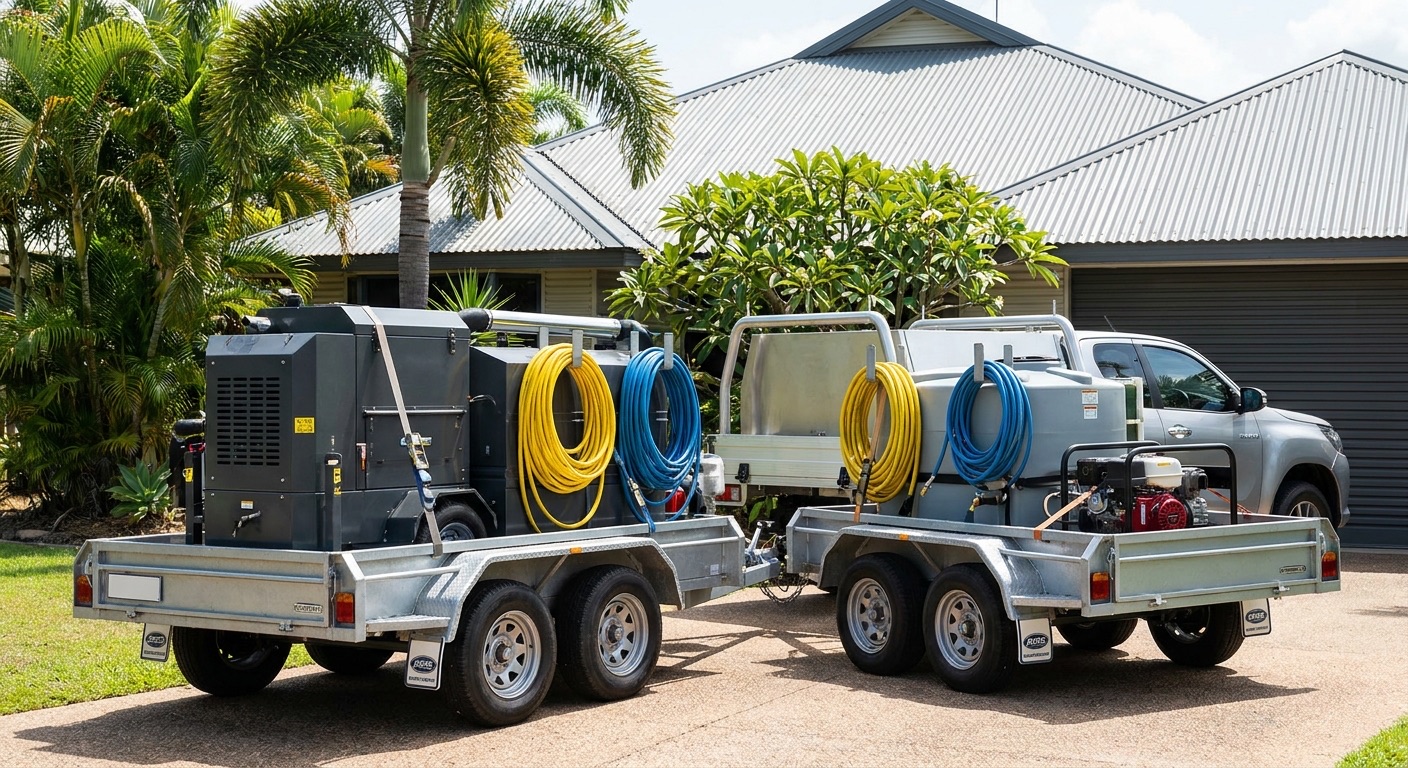 Gutters Plus vacuum truck and gutter-cleaning equipment